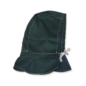 Cagoule en toile proban verte ignifug&eacute;e avec couvre-nuque  CAGIGN 