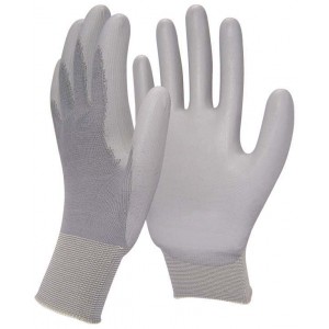Gants 5 doigts, en tricot polyamide, jauge 13, enduction polyur&eacute;thane, dos a&eacute;r&eacute;.﻿ BOAGRIP