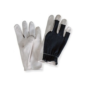 Gants paume ch&egrave;vre dos jersey bleu 1523CHBL