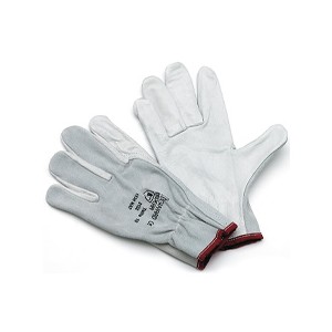 Gants 5 doigts, paume en bovin pleine fleur naturelle, dos en premi&egrave;re cro&ucirc;te de croupon 1538NAT